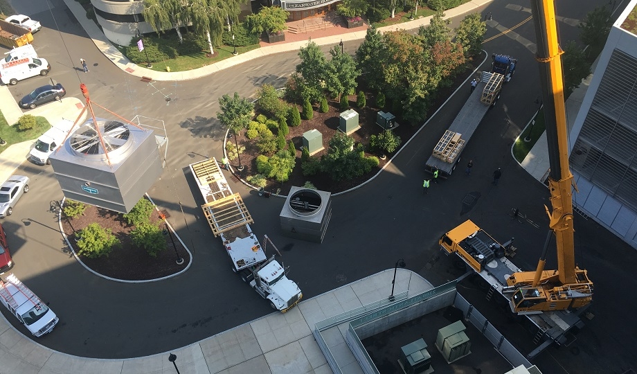 Crane rental for Stamford cooling tower